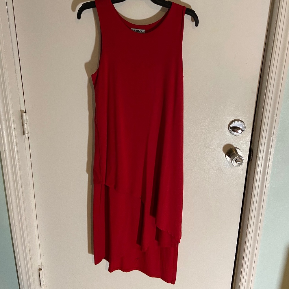 DKNY Red Asymmetrical Dress